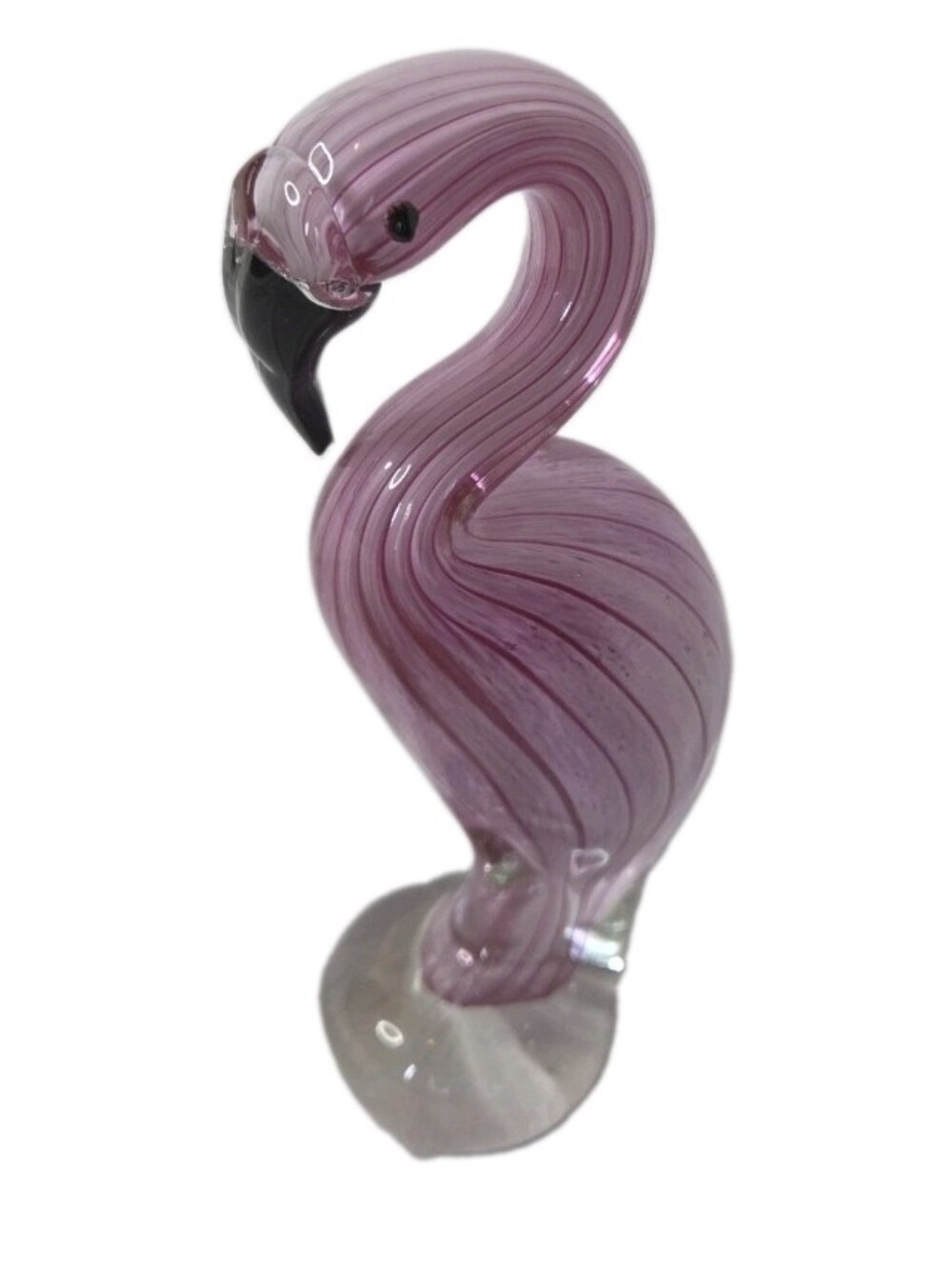Handblown Pink Glass Flamingo Figurine